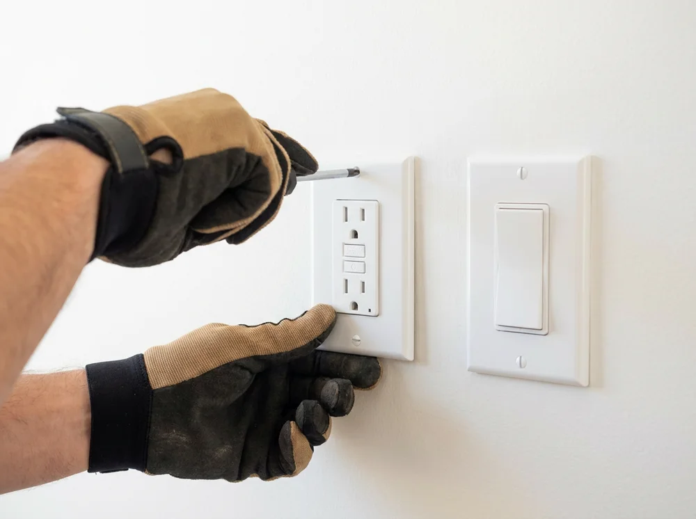 Light switch and GFCI outlet being installed